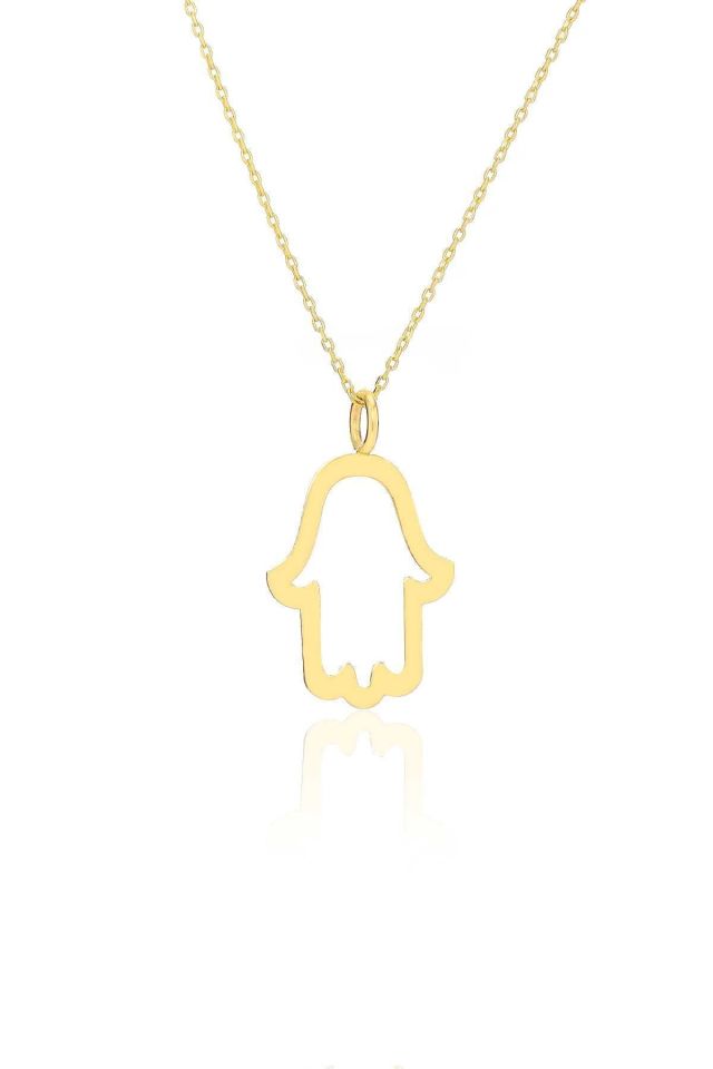 Prenses Pırlanta-14 Ayar Altın Fatma Ana Eli Altın Kolye Modeli