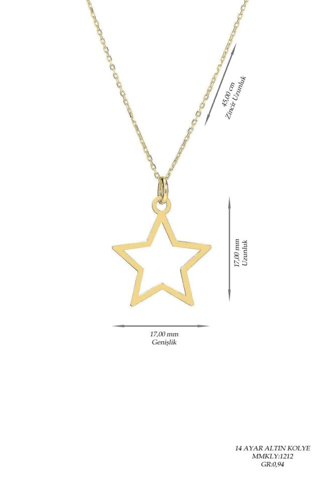 Prenses Pırlanta-14 Ayar Altın Yıldız Altın Kolye Modeli