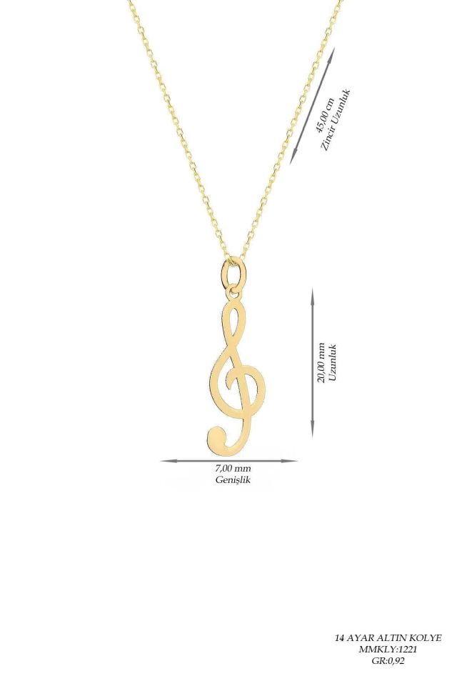 Prenses Pırlanta-14 Ayar Altın Sol Anahtarı Altın Kolye Modeli