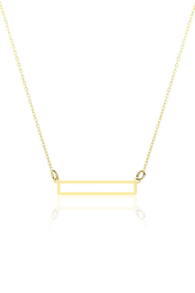 Prenses Pırlanta-14 Ayar Altın İçin Boş Şerit Altın Kolye Modeli