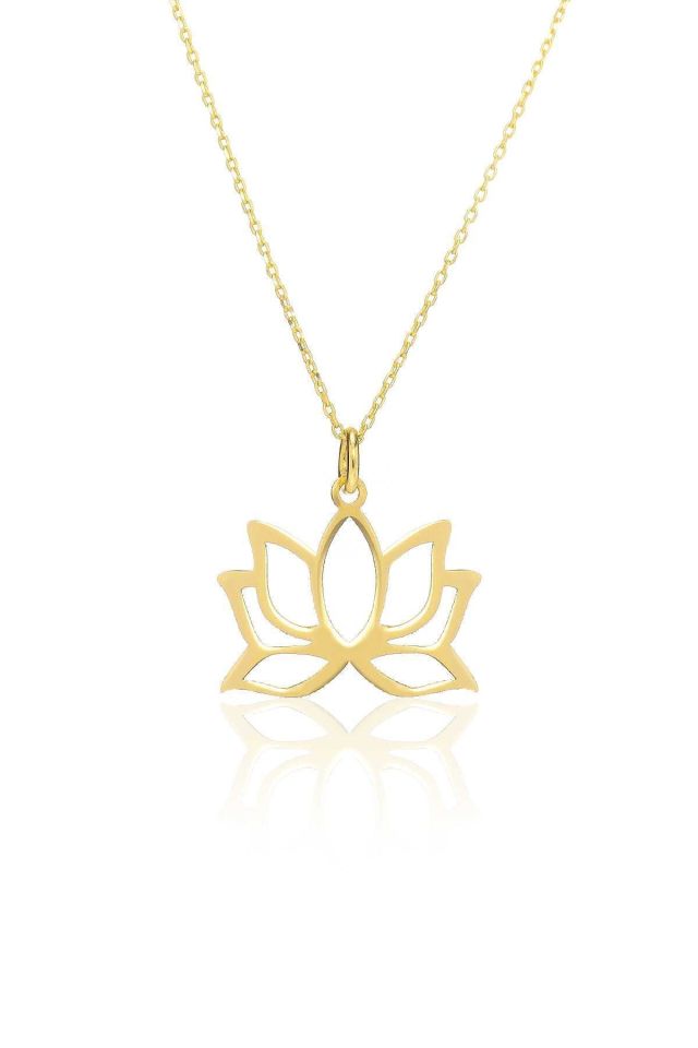 Prenses Pırlanta-14 Ayar Altın Lotus Çiçeği Altın Kolye Modeli