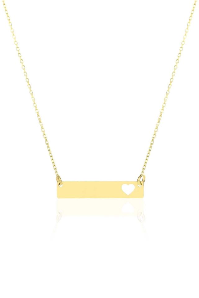 Prenses Pırlanta-14 Ayar Altın Kalp Şerit Altın Kolye Modeli