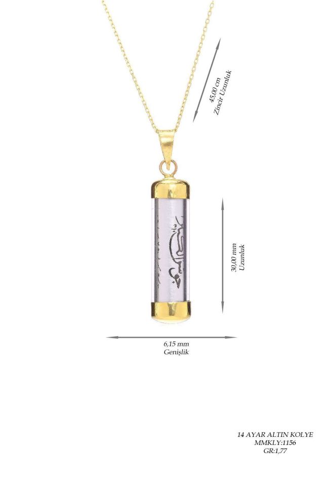 Prenses Pırlanta-14 Ayar Altın Cevşen Altın Kolye Modeli