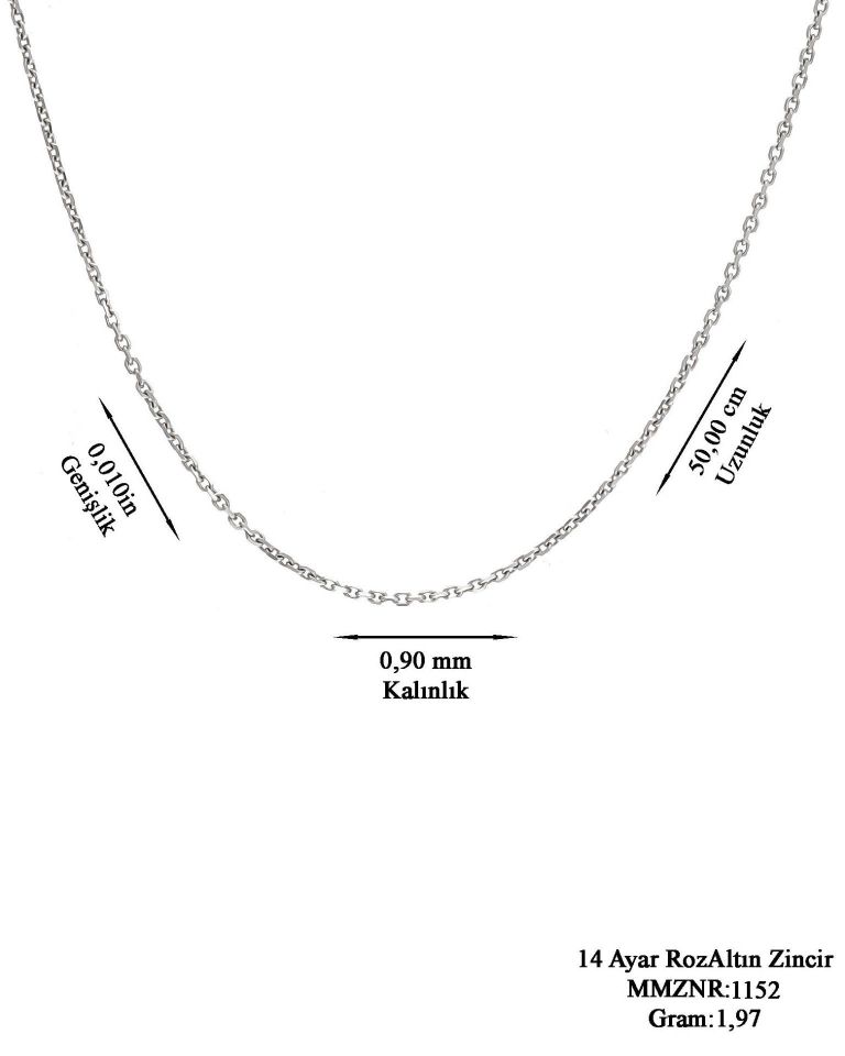 Prenses Pırlanta-14 Ayar Beyaz Altın Forse Zincir