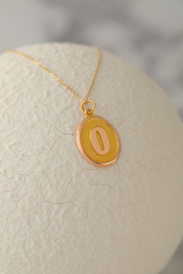 14 Ayar Altın O Harfi Kolye Ucu Nostaljik Desenli Zincir Dahil Değildir