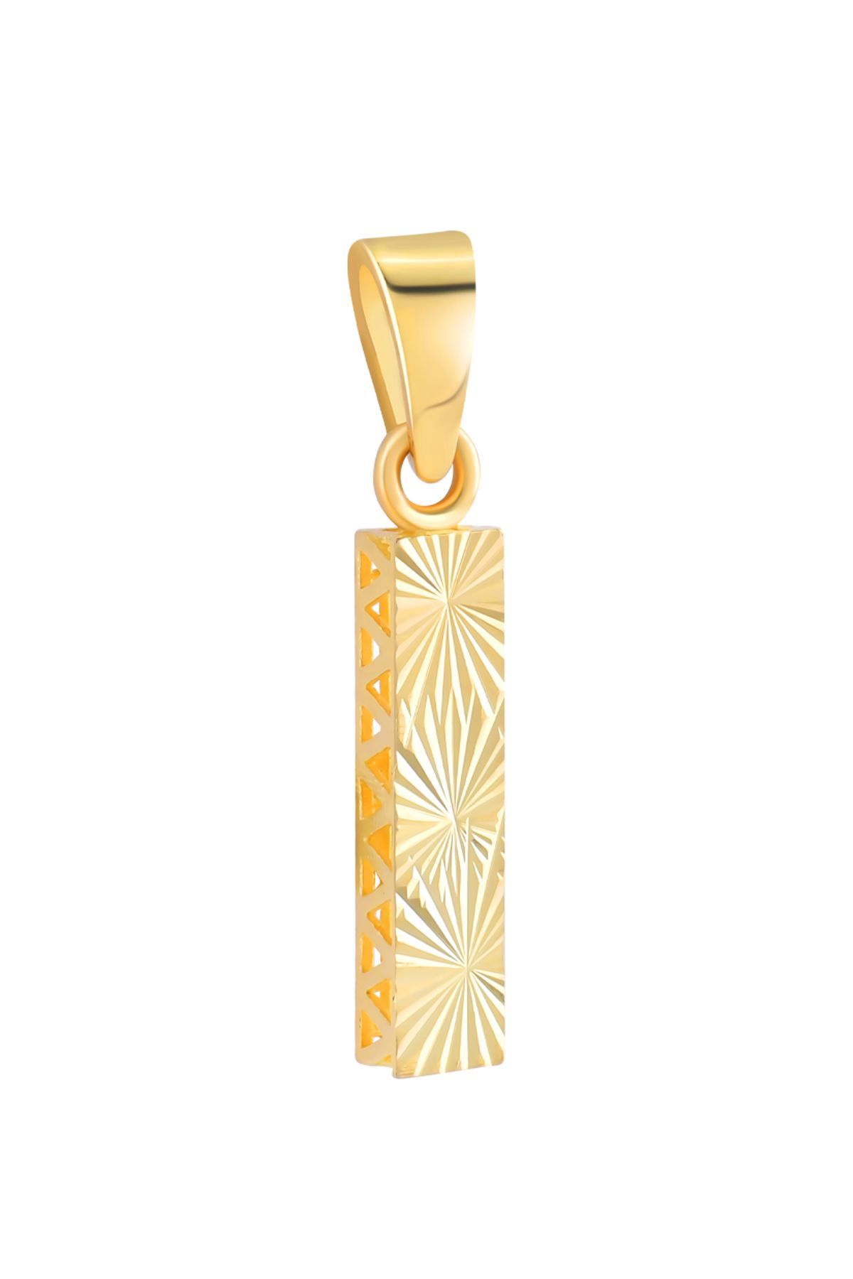 14 Ayar Altın I Harfi Kolye Ucu Parlak Kalemli Işıltılı Zincir Dahil Değildir