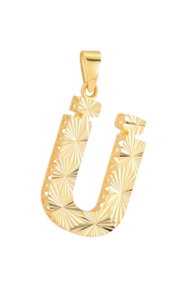 14 Ayar Altın Ü Harfi Kolye Ucu Parlak Kalemli Işıltılı Zincir Dahil Değildir