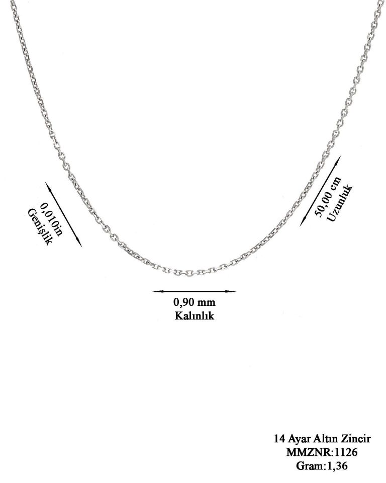 Prenses Pırlanta-14 Ayar Beyaz Altın Forze Zincir