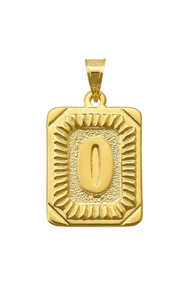 14 Ayar Altın O Harfi Kolye Ucu Kare Desenli Harf Zincir Dahil Değildir