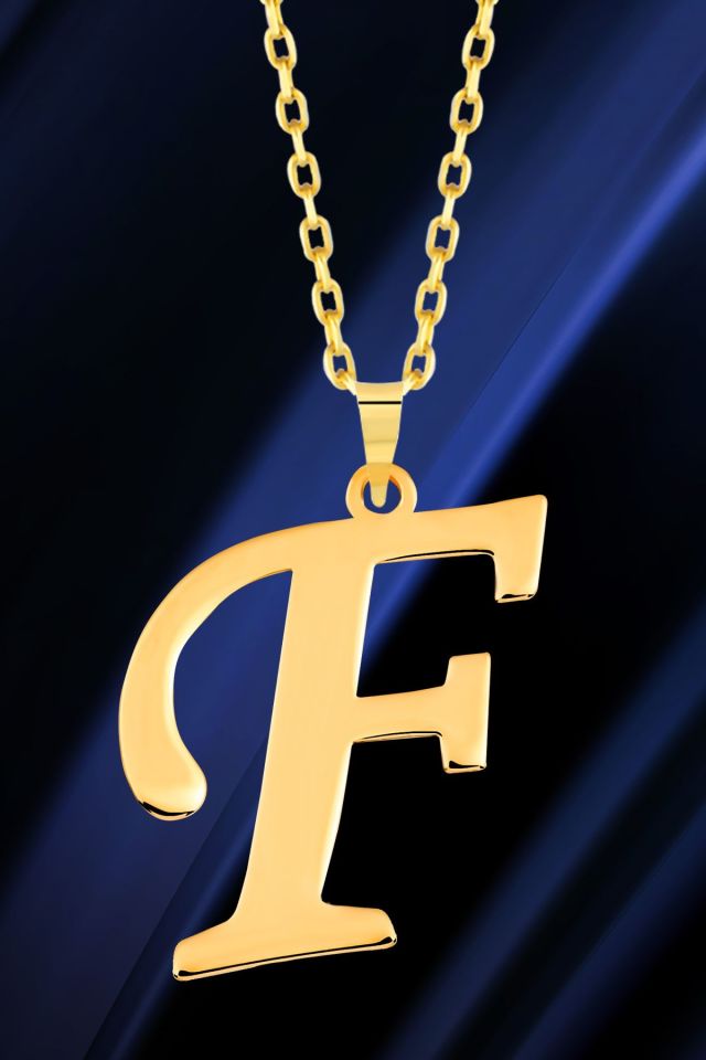 14 Ayar Altın F Harfi Kolye Ucu El İşi Tasarım Harf Zincir Dahil Değildir