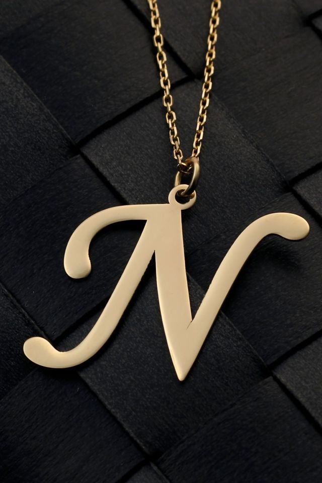 14 Ayar Altın N Harfi Kolye Ucu El İşi Tasarım Harf Zincir Dahil Değildir