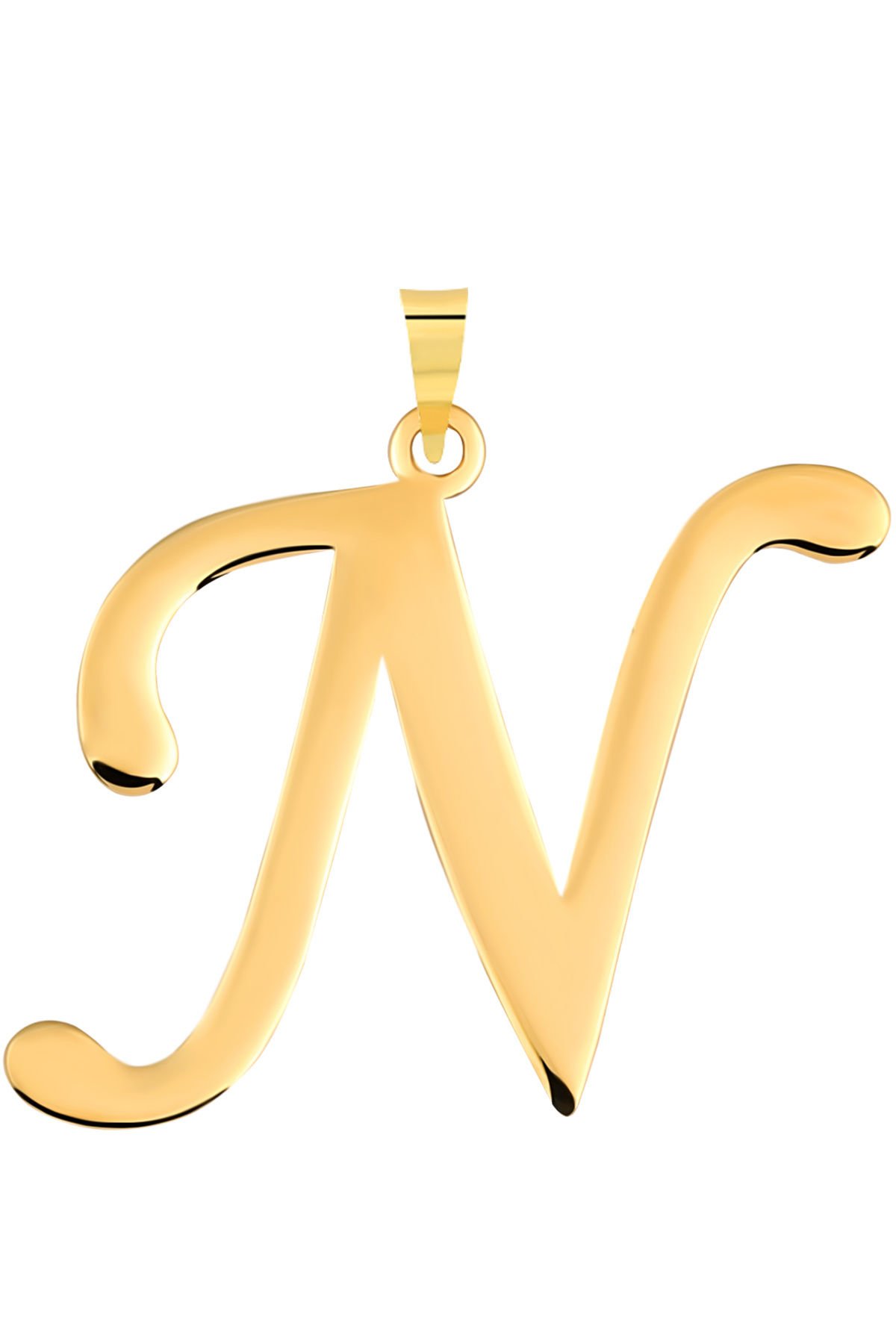 14 Ayar Altın N Harfi Kolye Ucu El İşi Tasarım Harf Zincir Dahil Değildir