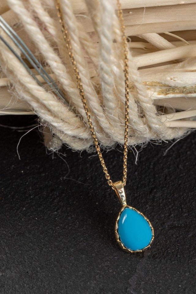 Prenses Pırlanta-14 Ayar Altın Damla Altın Kolye Modeli