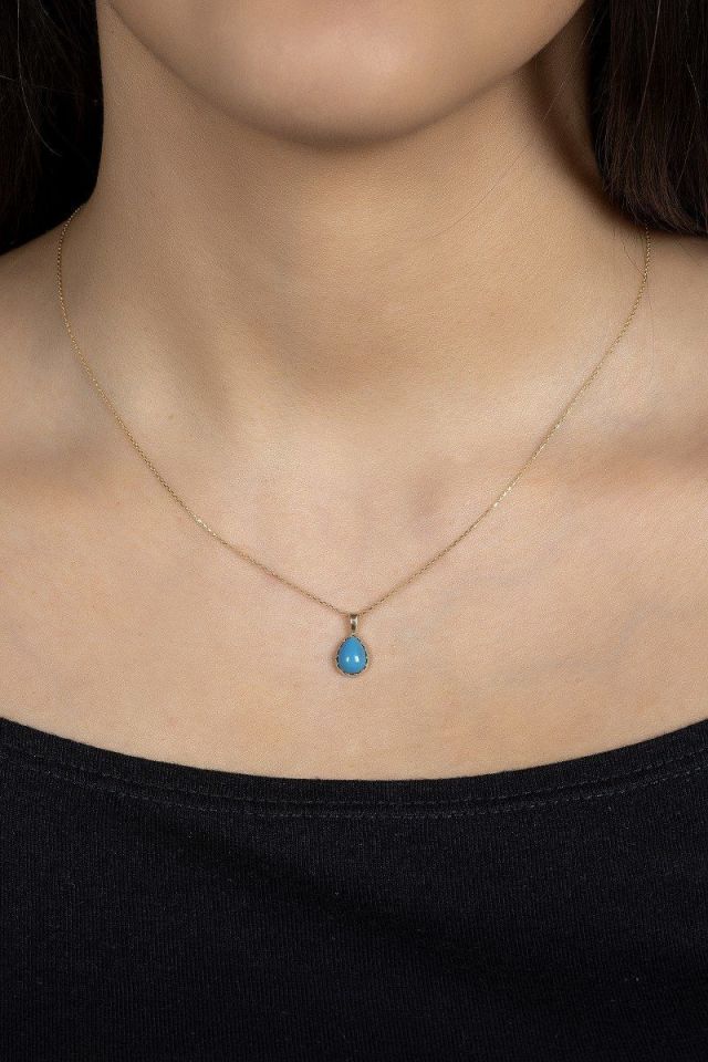 Prenses Pırlanta-14 Ayar Altın Damla Altın Kolye Modeli