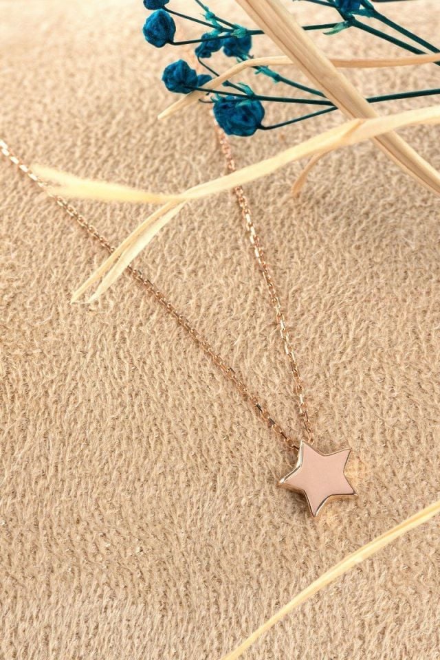 Prenses Pırlanta-14 Ayar Altın Yıldız Altın Kolye Modeli