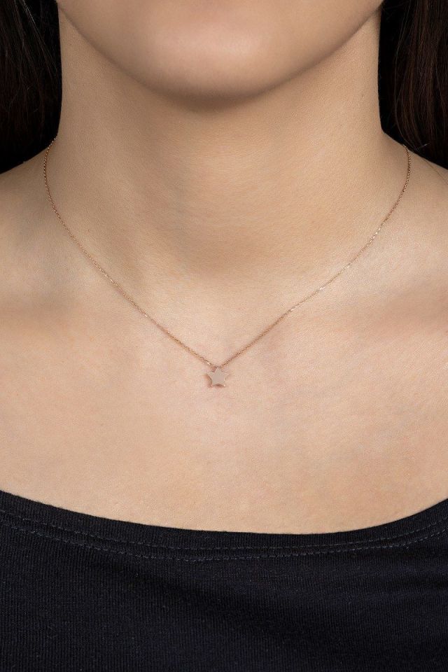 Prenses Pırlanta-14 Ayar Altın Yıldız Altın Kolye Modeli