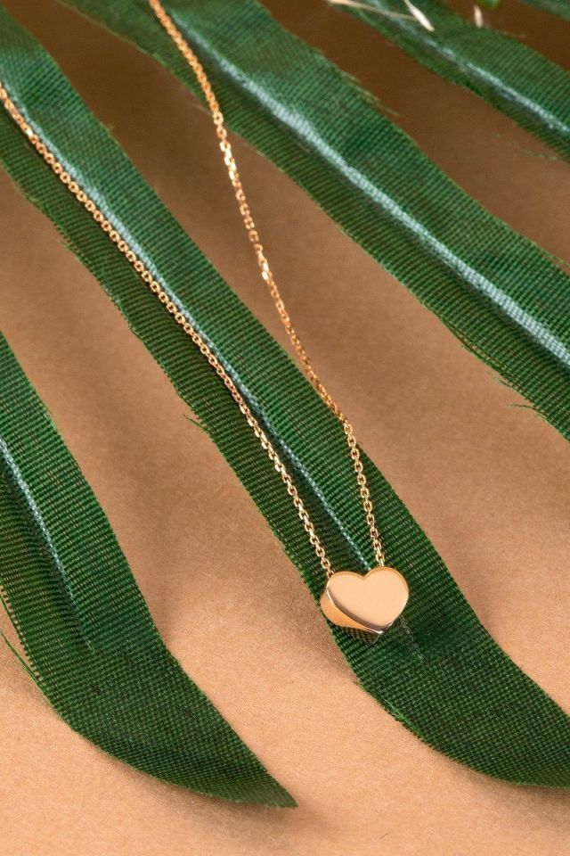 Prenses Pırlanta-14 Ayar Altın Kalpli Altın Kolye Modeli