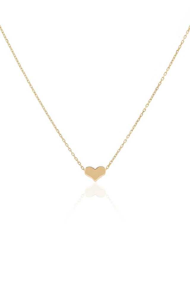 Prenses Pırlanta-14 Ayar Altın Kalpli Altın Kolye Modeli