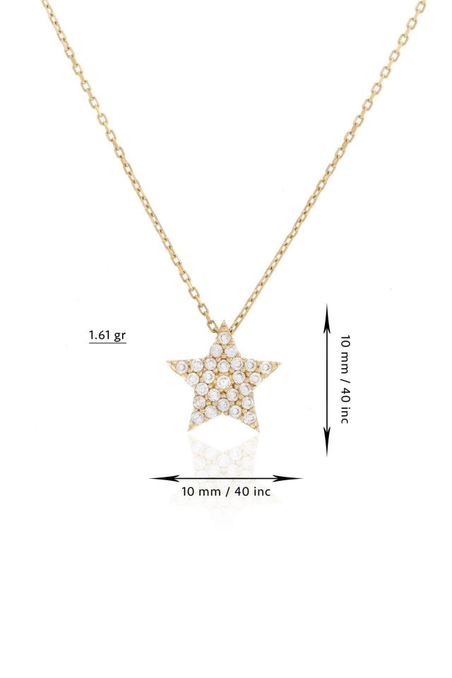 Prenses Pırlanta-14 Ayar Altın Yıldız Altın Kolye Modeli