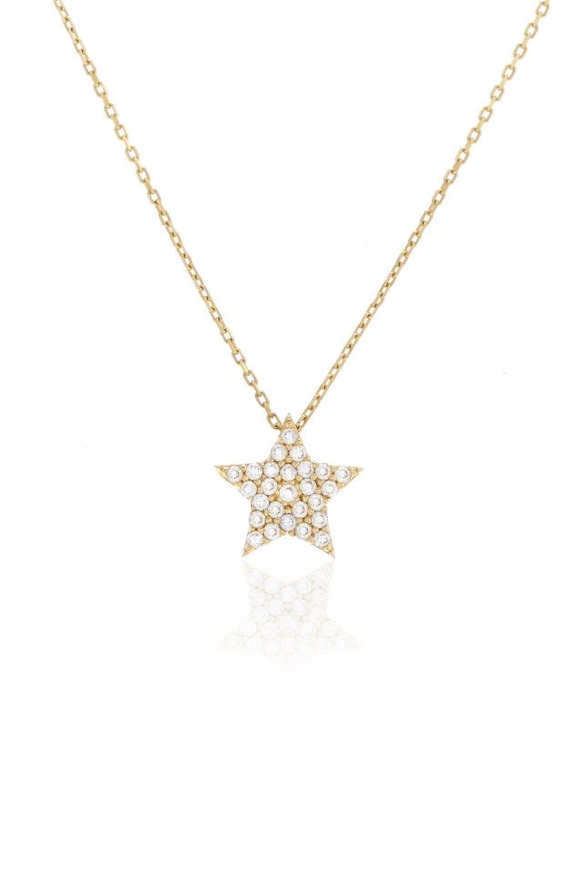 Prenses Pırlanta-14 Ayar Altın Yıldız Altın Kolye Modeli