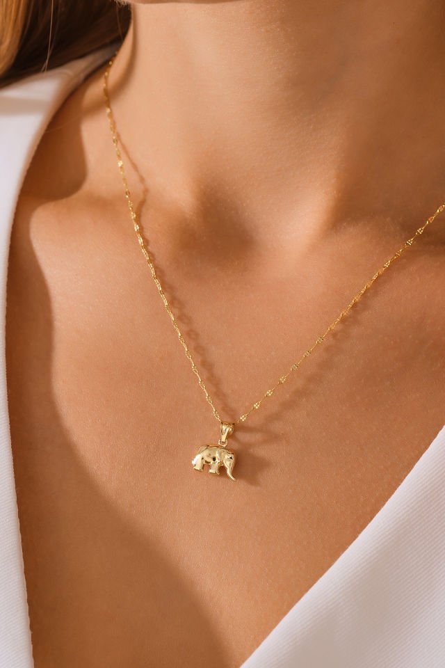 PRENSES PIRLANTA 14 Ayar Altın Aynalı Zincir Fil Altın Kolye (40cm,45cm,50cm,55cm)