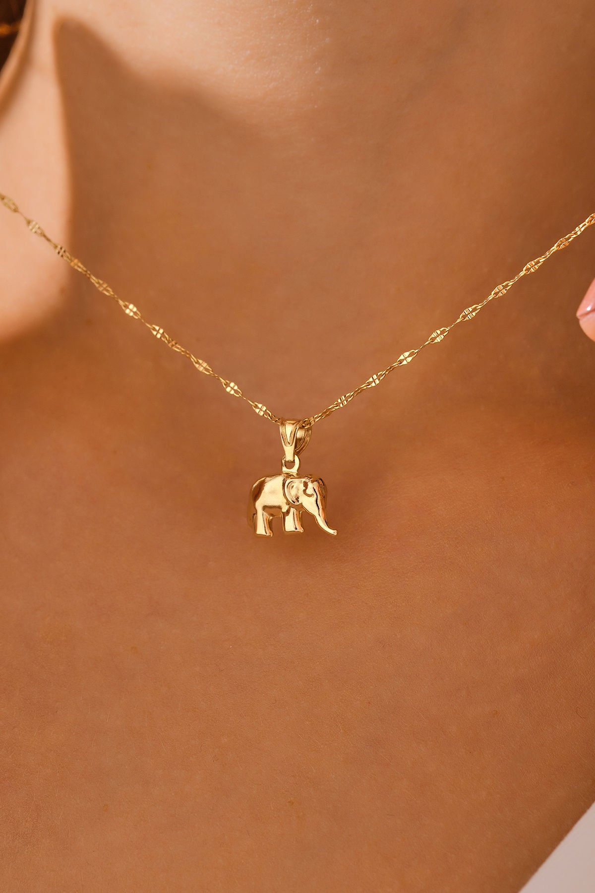 PRENSES PIRLANTA 14 Ayar Altın Aynalı Zincir Fil Altın Kolye (40cm,45cm,50cm,55cm)