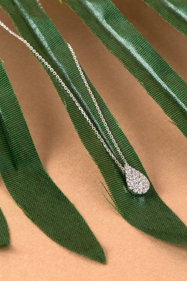 Prenses Pırlanta-14 Ayar Altın Damla Altın Kolye Modeli