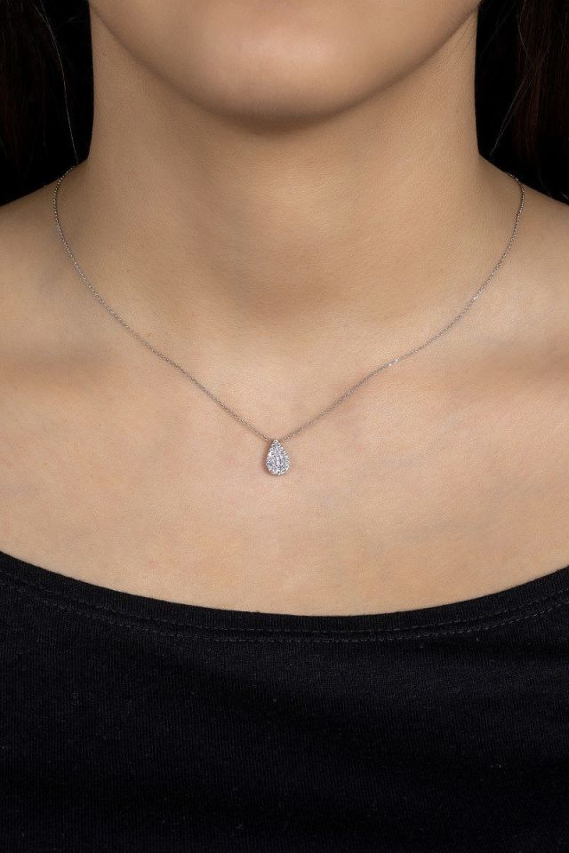Prenses Pırlanta-14 Ayar Altın Damla Altın Kolye Modeli