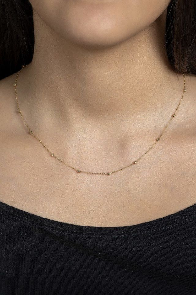 Prenses Pırlanta-14 Ayar Altın Altın Kolye Modeli