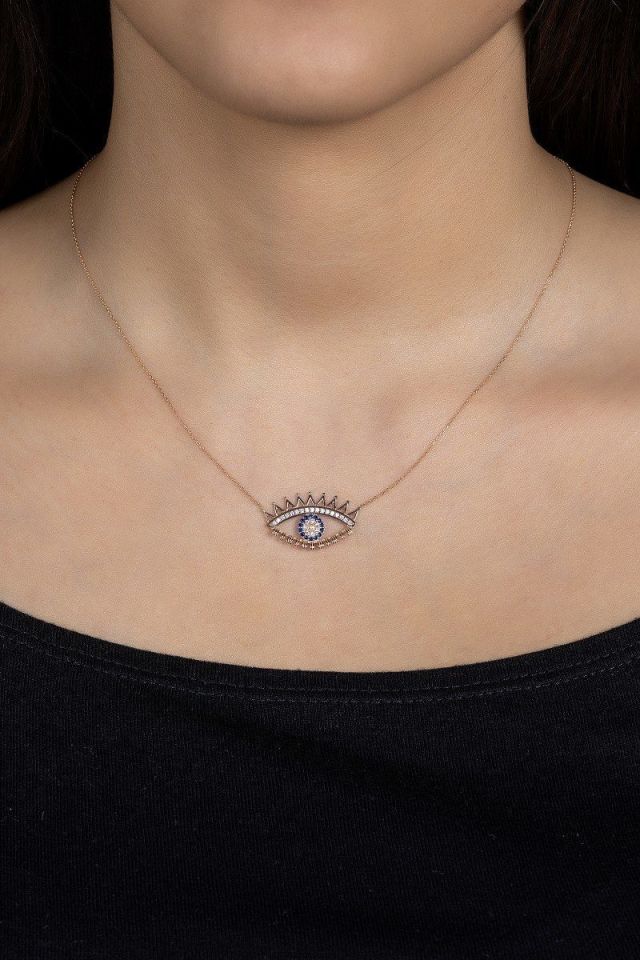 Prenses Pırlanta-14 Ayar Altın Göz Altın Kolye Modeli