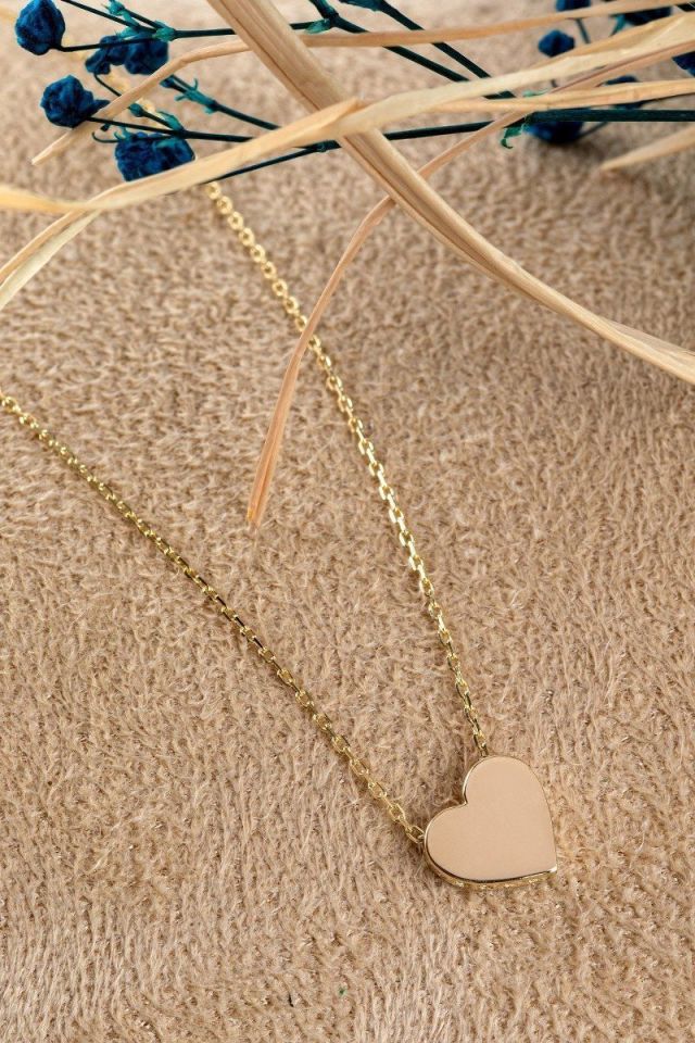 Prenses Pırlanta-14 Ayar Altın Kalpli Altın Kolye Modeli