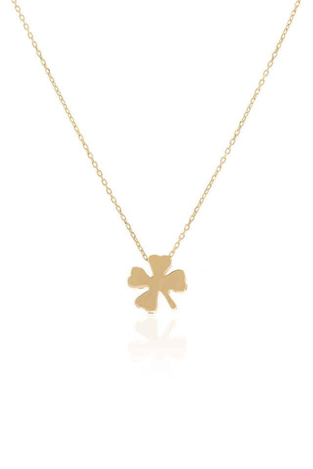 Prenses Pırlanta-14 Ayar Altın Yonca Altın Kolye Modeli