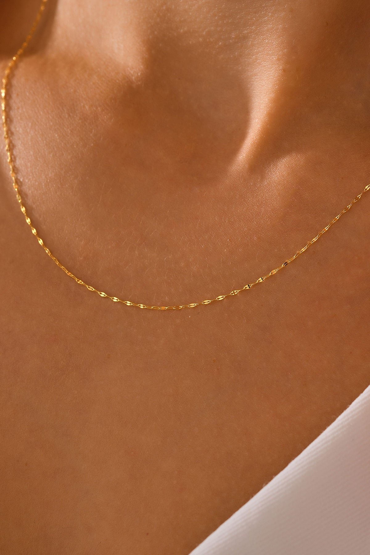 PRENSES PIRLANTA 14 Ayar Altın Aynalı Zincir Kolye (40cm,45cm,50cm,55cm)