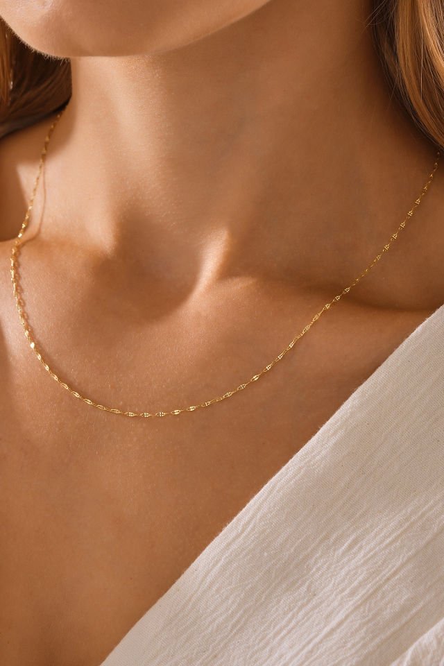 PRENSES PIRLANTA 14 Ayar Altın Aynalı Kalın Zincir Kolye (40cm,45cm,50cm,55cm)