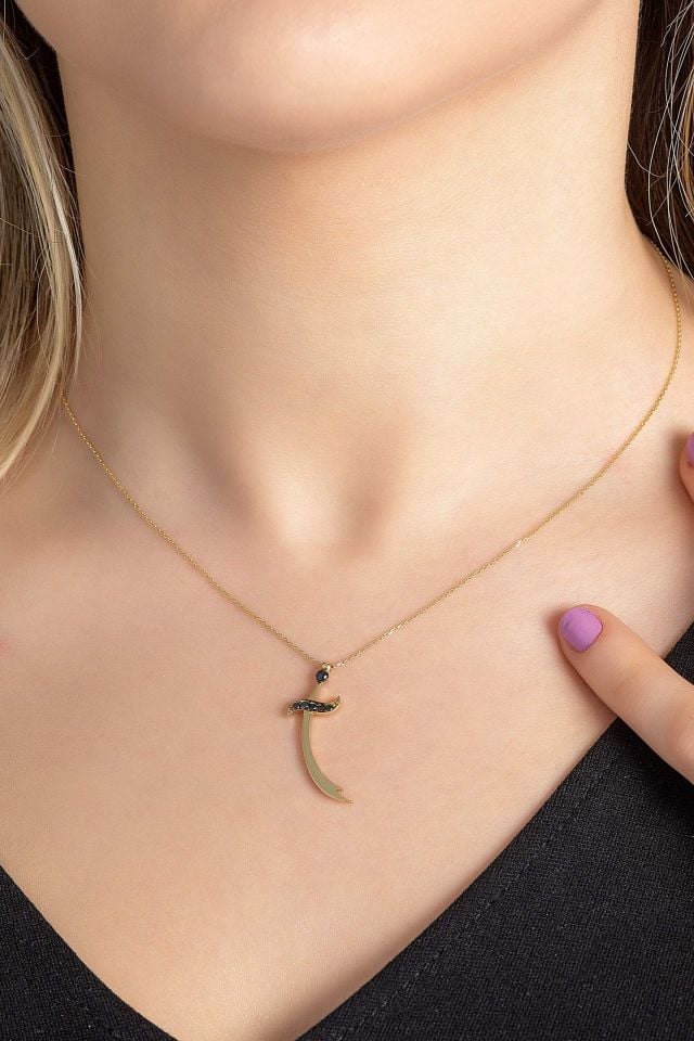 Prenses Pırlanta-Zülfikar Altın Kolye Modeli 14 Ayar Altın