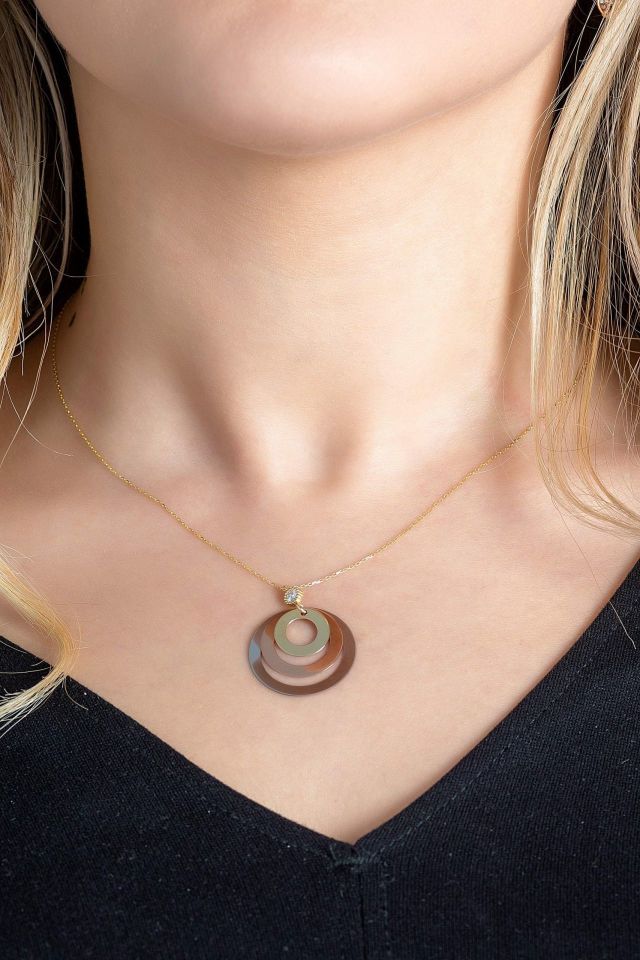 Prenses Pırlanta-Özel Tasarım Plakalı Altın Kolye Modeli 14 Ayar Altın