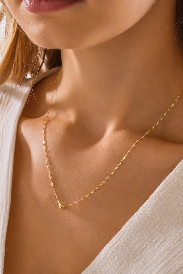 PRENSES PIRLANTA 14 Ayar Altın Dorika Toplu Aynalı Zincir Kolye (40cm,45cm,50cm,55cm)